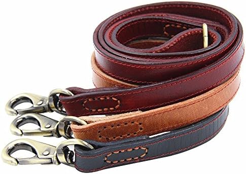 Moonpet Soft and Extra Durable Real Genuine Full Grain Leather Dog Training Leash Lead - Premium Heavy Duty 4 ft x 4/5 Inch - Best for male/female Medium/Large Breeds - Light Brown