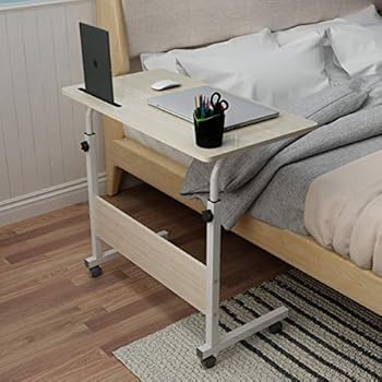 Tavolo Portatile Per Laptop Con Ruote E Altezza Regolabile - Scrivania Pieghevole Per Divano E Letto - 56,5x37cm, Nero