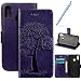 Produktbild Robinsoni Kompatibel mit Huawei Honor Play Hülle PU Leder Tasche,Prägung Muster Eule Baum Schutzhülle Handytasche Brieftasche Karten Slot Magnetverschluss Flip Case Stand Klapphülle Etui,Lila