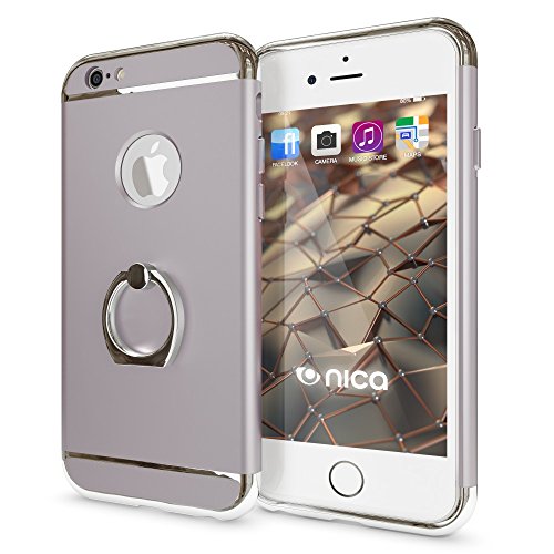 iPhone 6 6S Ring HÃ¼lle HandyhÃ¼lle von NALIA, Schutz-Cover mit 360-Grad Fingerhalterung, DÃ¼nnes Hard-Case mit StÃ¤nder, Slim Backcover Etui matt metallisch fÃ¼r Apple iPhone 6S 6 Smartphone - Silber