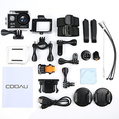 COOAU 4K Action Cam impermeabile, videocamera da WIFI 12MP HD Sport Action Camera Helmet, 170 Â° grandangolare, 1050mAh batteria, 20 kit di accessori per moto Moto surf diving Nuoto sci arrampicata