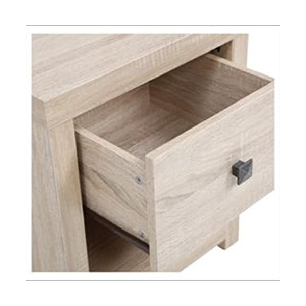 NEW Torino 1 Drawer Bedside Table - Distressed Bleached Oak Effect - Image 4