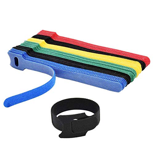 Knowled Fascetta per Cavi Dati in Velcro, 50pcs 5 di Colore Misto di Colore Velcro Dati Cable Tie per Aiutare Il Cavo di Legare di Bagagli E Via Cavo