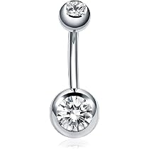 Piercing Nombril Flottant - 3 Pièces Titane G23 - Barres 10/12mm - Avec Cristaux CZ - Cadeau Boîte