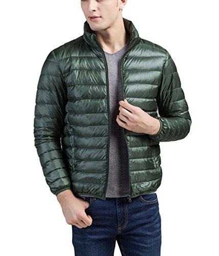 Panegy - Hombres Caliente Abrigo Sudadera de invierno Chaqueta de Pluma Plumón Ligero Casual de Moda para Juvenil - Verde - Talla XXL