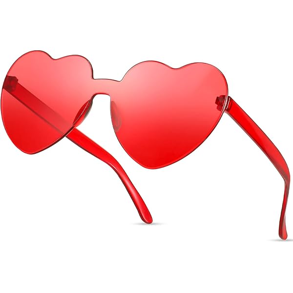 Occhiali Da Sole A Cuore 2 Pezzi - Rosa E Blu, Senza Montatura, UV400, Vintage, Per Feste E Costume - Foto 6