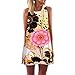 Produktbild TEBAISE Arbeiten Sie kühle Art-Weinlese Boho Frauen lose Sommer-Feiertags-Datierung reizend ärmelloses 3D Blumendruck Bohe Behälter-Minikleid-geraden Rock um(Gelb,EU-48/CN-XXL)