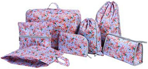 JWTX 6pcs Travel Organisers Waterproof Pouch Set Packing Cubes Laundry Bags-in-Bag Travel Essential (Violet 7pcs)