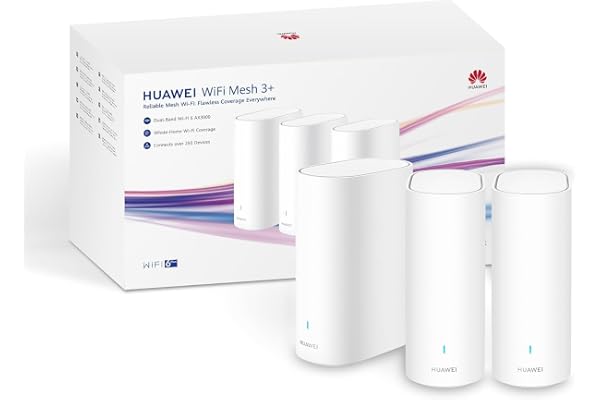 WiFi Mesh 3+ router, wifi 6 AX3000 dubbelband, Wi-Fi för hela hemmet, anslutning av mer än 250 enheter, flytande roaming, väggpenetration, föräldrakontroll, vit, paket 3