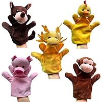 Lot De 5 Marionnettes à Main Animaux En Peluche - Jouet Éducatif Interactif Pour Enfants - Développe Motricité Et Imagination - 11