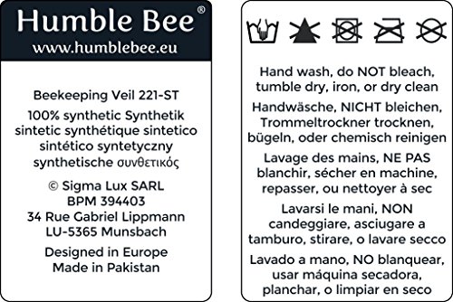 Humble Bee 221-ST Atmungsaktiver Imkerschleier mit Fechthaube - 8