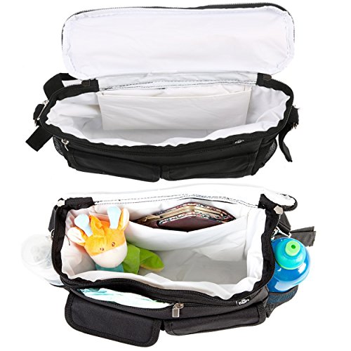 BTR Kinderwagen-Organizer & Baby-Wickeltasche plus 2 Kinderwagen-Clips. Wasserabweisend. Einheitsgröße - 5