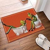 GoHeBe Alfombrilla antideslizante para el baño diseño rana sentada en el inodoro la niña...