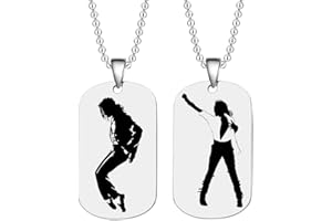 BOMJJOR MJ Jackson Necklace Bracelet for MJ Michael Fans Men Kids Jewelry Memorial Collection Necklace