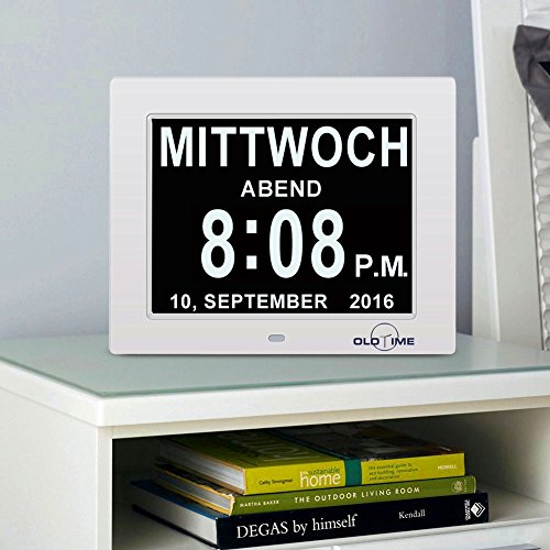 SINOIDEAS® Digitaler Kalender Tag Uhr Mit Nicht Abbreviated Tag &Wecker Monat & Digital Kalender Wecker – Woche Zeit Alzheimeruhr ,Seniorenuhr Sehr Gut Geeignet für ältere (Weiß). - 7