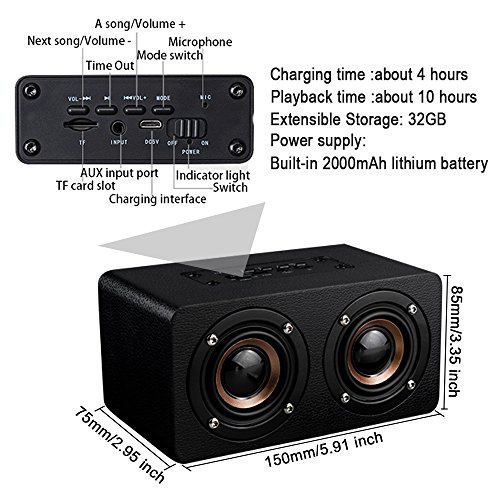 KTLEU 10W Holz Lautsprecher Bluetooth 4.2 Lautsprecher mit 12 Stunden Laufzeit HiFi Sound Effekte (Schwarz) reviews KTLEU 10W Holz Lautsprecher Bluetooth 4.2 Lautsprecher mit 12 Stunden Laufzeit HiFi Sound Effekte (Schwarz)