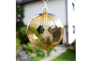 Lauschaer Glaskunst Lichtmühle Kugel mit Tropfen farbig Bernstein 60 mm Hängend für Festliche Anlässe