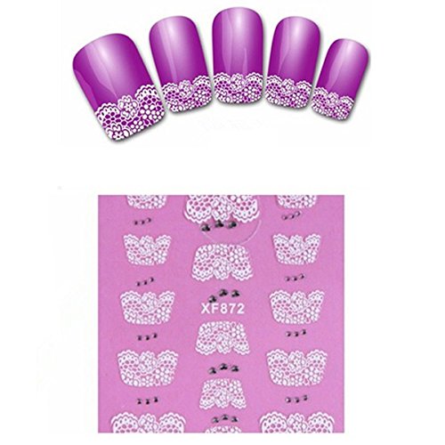 French Nail Art Stickers - TOOGOO(R)New 3D Transfer Lace Design Nail Art Stickers Women Fashion Manicure Nail Polish Decals Tips Makeup-XF872