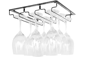 FIAMER Support de verre à vin en acier inoxydable pour bar, cuisine,support de verres à pied, étagère de rangement (1, 3 Rangs)