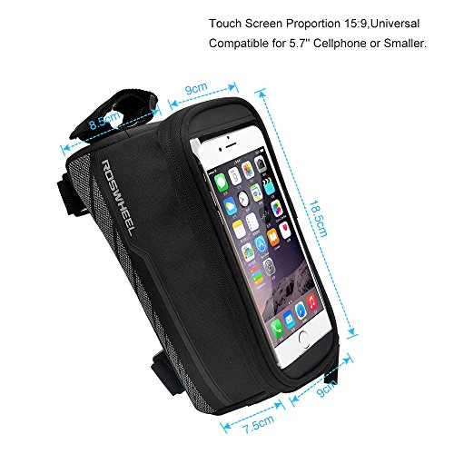 [Update Version] ieGeek Frame Bag lenkertasche Rahmentasche Fahrradtasche mit Handy-Platz für Iphone 7 7 Plus 6 Plus 6S 6 5S 5SE SAMSUNG Galaxy S7 edge S6 edge Galaxy NOTO5 NOTO4 und andere Telefon von klein als 5,7inch 1,9L - 5
