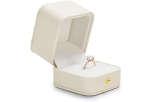 Papten Boîte à bagues Boîte à bagues blanche Rangement pour bijoux pour mariage Fiançailles Demande en mariage Saint-Valentin
