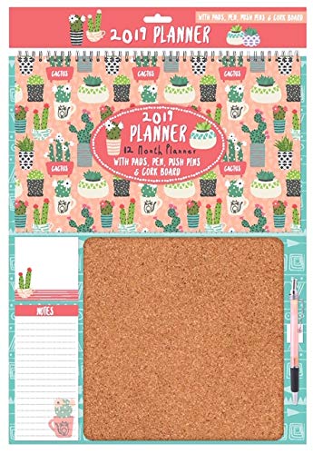Tallom 2017 Calendario Planner con lavagnetta in Sughero, Blocco Note, Penna & Pins - Teepee Tende da Campeggio libro