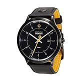 Daye/Turner Herren Uhr Analog Quarz mit Leder Armband DT-76HD34BK-33BK
