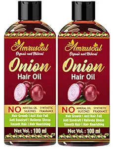 AMRUSOAL Onion Hair Oil for Hair Growth - PACK OF TWO | Anti Hair Loss | Anti Dandruff & Relieves Stress For Men & Women Hair Oil 100 ML