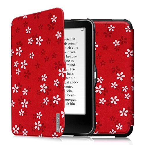 Tolino Vision 1 / 2 / 3 / 4 HD und Tolino Shine 2 HD Hülle - Fintie Ultradünne Smart Shell Case Schutzhülle Tasche Etui mit Ruhemodus und Magnetverschluss für Tolino Vision 4 HD / Vision 3 HD / Vision 2 / Vision 1 / Shine 2 HD eReader, Fleur rouge