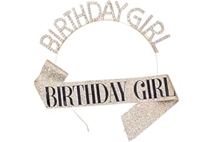 USTNIR Corona di Cristallo Tiara, Compleanno Fascia,per Donna Ragazza Decorazioni Festa di Compleanno, con Fusciacca Compleanno Copricapo，Cerchietto Birthday Girl