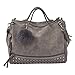 Produktbild Handtasche Damen Btruely Mädchen Schulter Messenger Taschen Vintage Groß Tasche Damen Leder Umhängetasche (Grau)