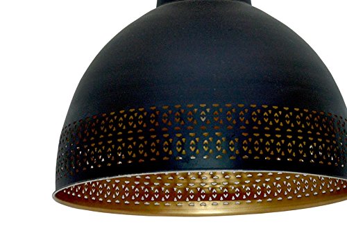 Emporio Arts lzc-1224 BG rund Hängelampe Lampenschirm mit jalidar Grenze, Eisen, Schwarz Innen Gold, E27, 40 Watt - 3