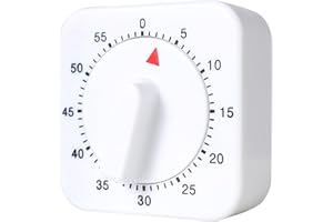 QKHCABLE Kitchen Timer, 1 Hour/60 Minutes Count Down Alarm Reminder Square Kitchen Timer, Wind Up Mechanical Timer, Adjustable Egg Timers for Teachers Kids Cooking Timing, Baking Boiling, Exercise, Home,White