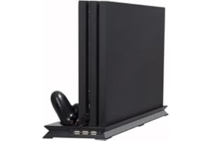 Yangers PS4 Slim Cooling Vertical Stand System and Controller Charge Dock, Dual Cooler Pad Fan for Console 2 Remote Controller Charging Station 3 USB Port Hub