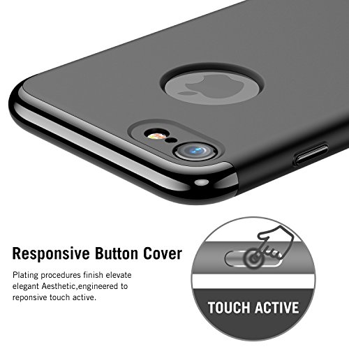 Funda iPhone 7  RANVOO 3 en 1 Anti-Scratch Anti-huella dactilar a prueba de choque Marco Electroplate con superficie antideslizante cubierta Excelente agarre el caso para el iPhone 7   logo out 