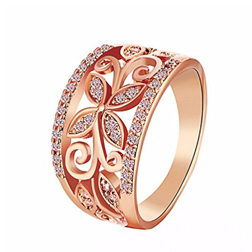 Hsooor Ring Damen Ausgehöhlte Blume Fingerring Für Damen Mädchen Rosegold