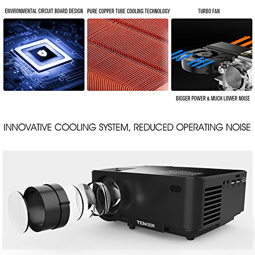 TENKER T20 + (Upgrade) 2000 Lumen LCD Mini Beamer, Portable Heimkino Projektor UnterstÃ¼tzung 1080 P HDMI USB SD Karte AV VGA fÃ¼r TV Laptop Spiel iPhone Andriod Smartphone EnthÃ¤lt HDMI Kabel, Schwarz