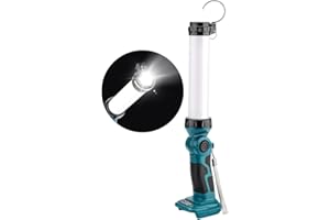 Hipoke 2000lm sans fil LED lampe de travail compatible avec Makita 18v 20v batterie portable lampe de poche de chantier avec port USB pour la réparation automobile Camping loft Éclairage de secours