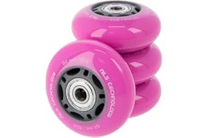 Nils Extreme PESPORT Roller Blade Wheels with ABEC7 Bearings, Pack of 4 Indoor/Outdoor Roller Skate Wheels - 82A - 72x24 Pink