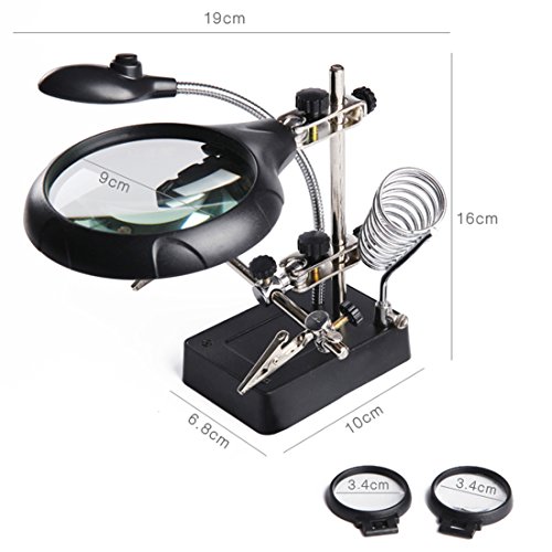 Schweißen Lupe 5 LED Hilfs Clip Lupe 3 In1 Hand Löten Lötkolben Stand Halter Station