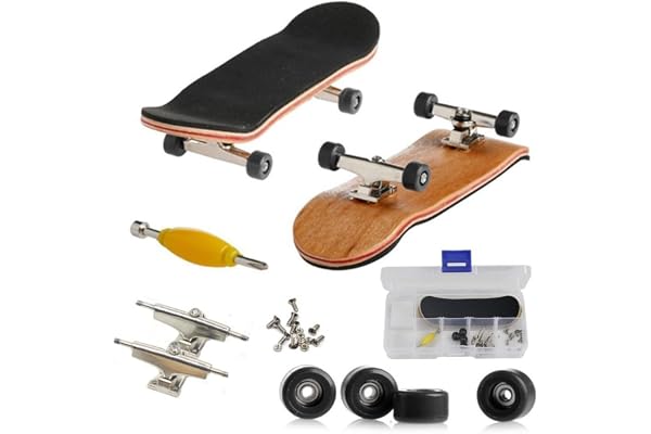 Hominas Mini Skate Doigt Alliage Complet Érable en Bois Pont Finger Skate Professionnels Planche à roulettes pour Enfants ou comme Décoration
