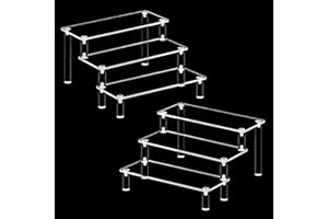 LUCCYLE 2Pcs Vetrina in Acrilico Trasparente a 3 Livelli, Espositore Acrilico Trasparente, Vetrina espositiva per collezionismo Action Figure,Per Spettacolo Cupcake Rossetto (30x20x15cm)