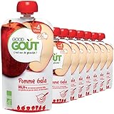 Good Goût - BIO - Gourde de Purée de Fruits Pomme Gala dès 4 mois - 8 gourdes de 120 g