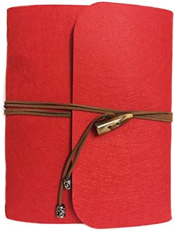 Photo Album, EnvySun Retro DIY Scrapbook 30 Sheets/60 Pages Wool Felt Handmade Photo Book for Father’s Day, Anniversary, Wedding with Handwriting Pen and Adhesive Corners(Size M/Red)