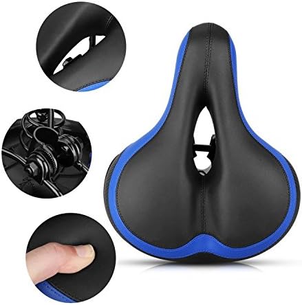 Agywell Bicycle Bike Saddle Seat Super-Soft &amp; Extra-Thick, Bicycle Pad Cushion Dual-spring Suspension Artificial Designed, Memory Foam Pad for MTB BMX Cruiser Mountain Road Bike (Blue)