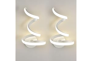 MILLE LUCCIOLE 2 Pezzi Applique LED da Parete Interno, Moderno, Lampada Spirale Bianco 18W 4500K Luce Naturale Muro Per Camera da Letto Bagno Soggiorno Corridoio Ufficio Scala Portico