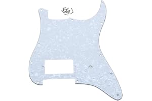 Dopro Golpeador de guitarra ST Strat One Humbucker de 11 agujeros para FD Delonge White Pearl