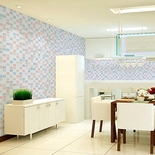 UNIQUEBELLA Vintage Simpel Retro Abstrakt Mosaik optik 3D Tapete Fototapete PVC Prägung Wandbild 45CM*19M für Wohnzimmer, Hotel, Flur, Büro und Schlafzimmer #2 - 2