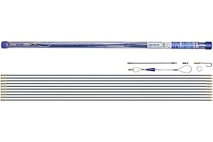 Kit de varillas y accesorios Faithfull para cables – 10 metros, 4 mm de diámetro – Kit de 15 piezas con 10 varillas de fibra de vidrio de 1000 mm, guía pasacables y tubo de almacenamiento