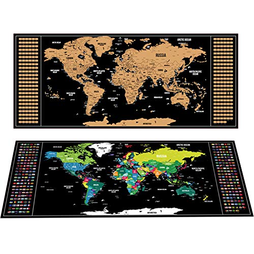 tenger Mapa del Mundo para rascar, póster de Mapa del Mundo + Mapa de Viaje de US Scratch Off B0NUS con Estados definidos, Oficina, decoración del hogar, glft o Diario de Viaje